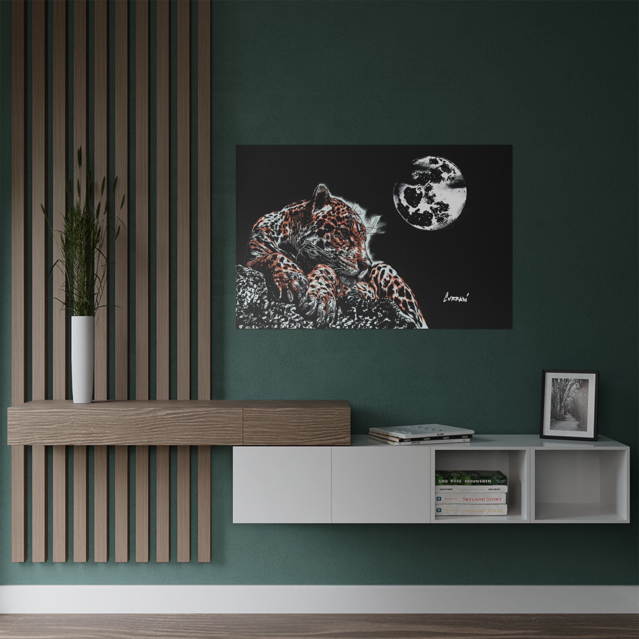 Majestic Leopard Satin Poster (300gsm) Moonlit Wildlife Art