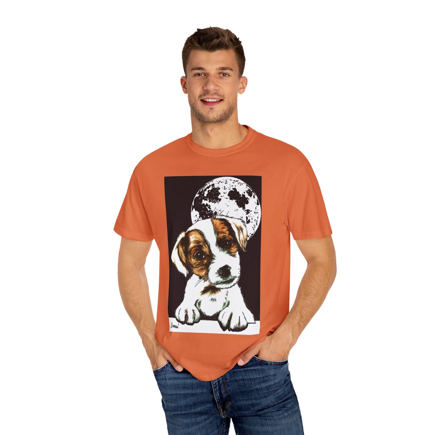 Moonlit Beagle Puppy Unisex Garment-Dyed T-shirt – Perfect for Animal Lovers