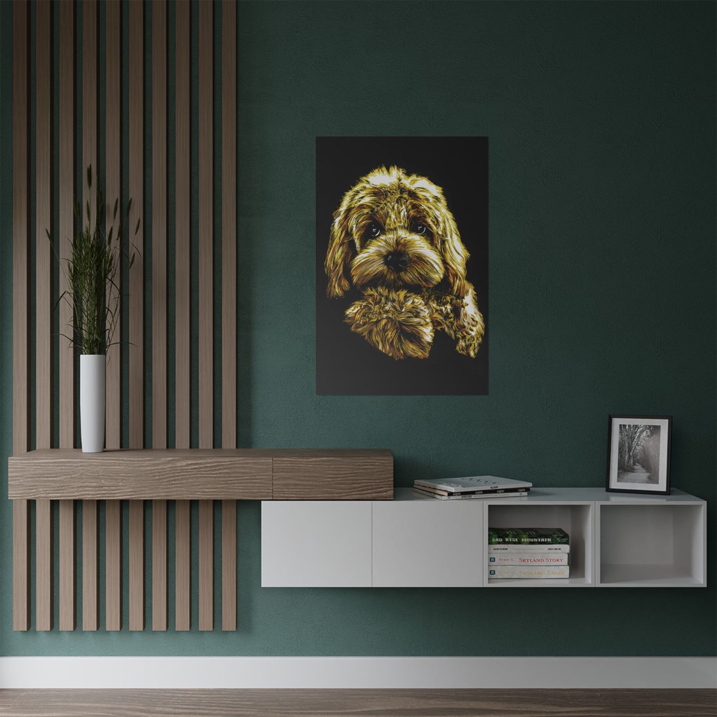 Golden Dog Art Satin Poster - Home Decor for Pet Lovers