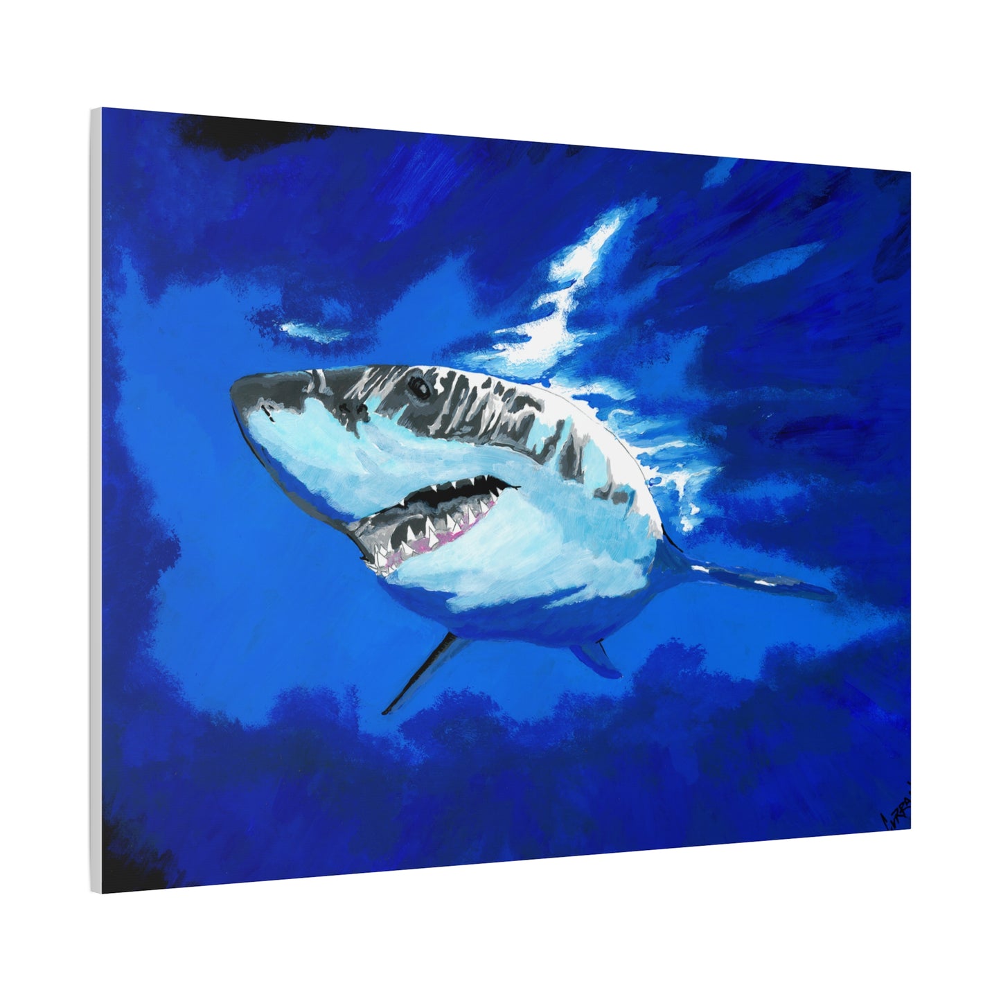 Great White Shark Canvas Art – Original Hand-Painted