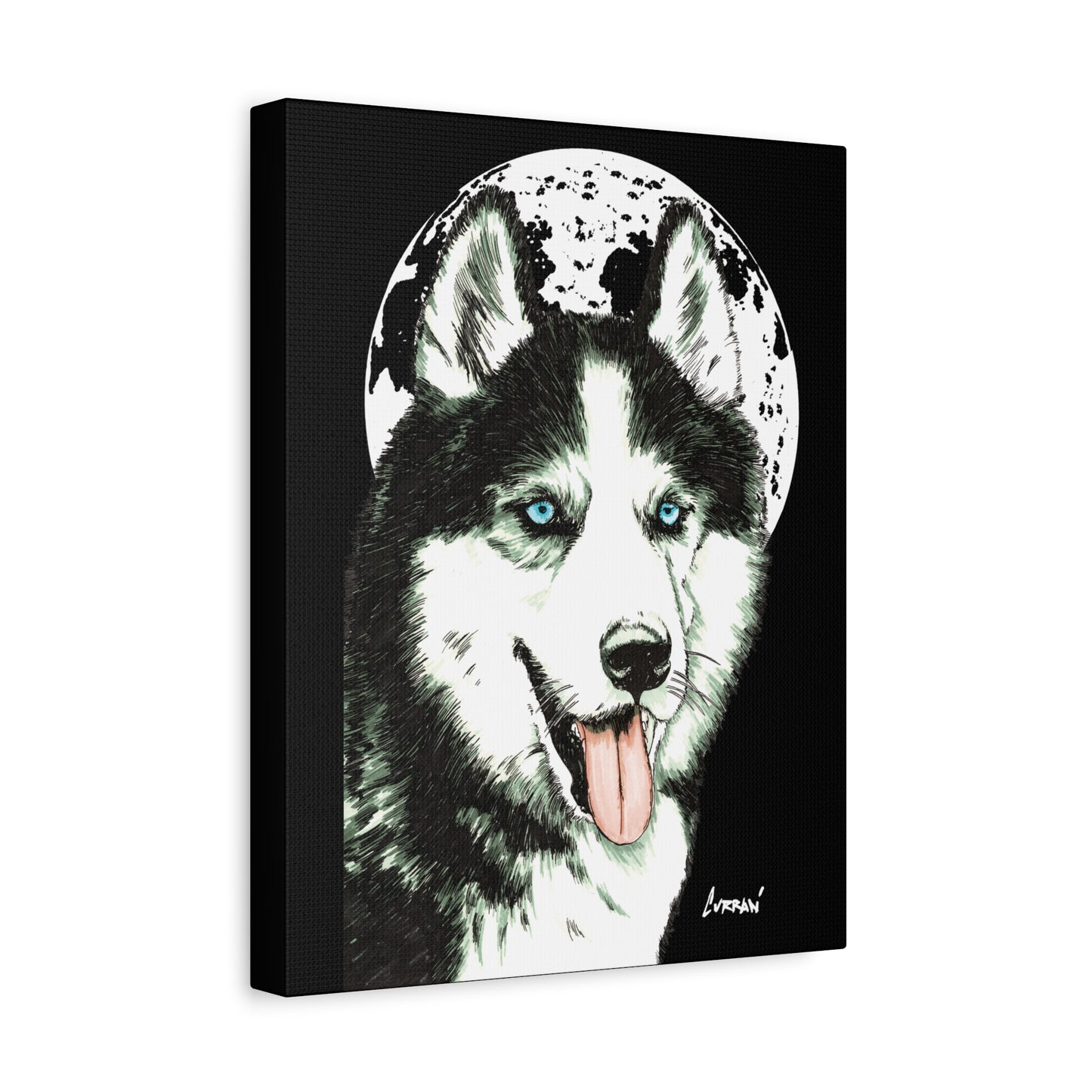 Siberian Husky Canvas Wall Art - Moonlit Dog Decor