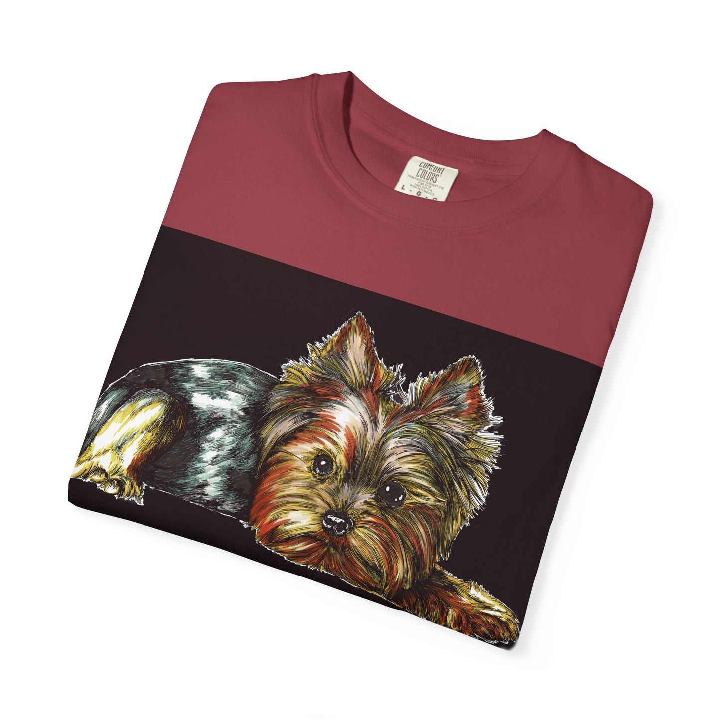 Yorkie Terrier Unisex Garment-Dyed T-Shirt – Original Hand-Drawn Art