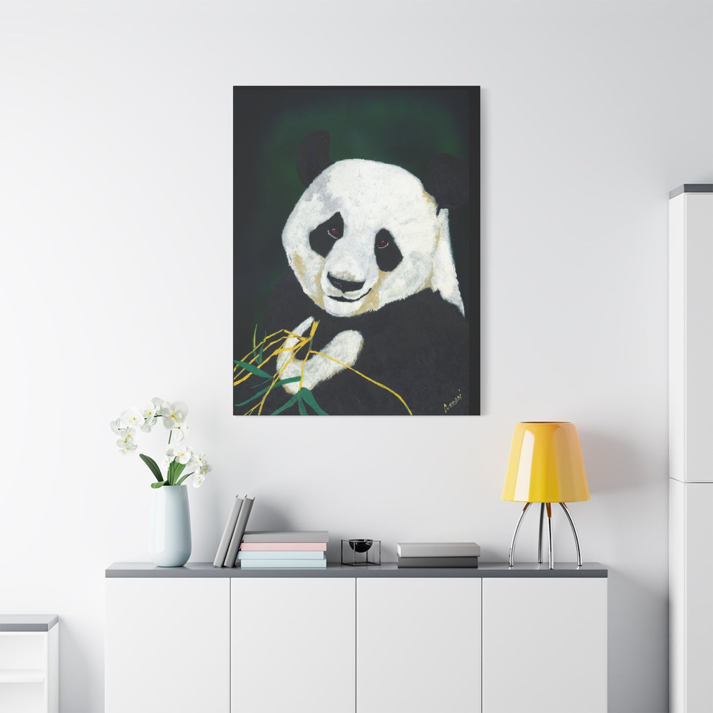 Panda Wall Art, Panda Print, Wildlife Art, Hand-Painted Panda, Nature Wall Decor, Bamboo Forest Art, Animal Lover Gift, Zen Decor. Printed on Matte Canvas, Stretched, 1.25"