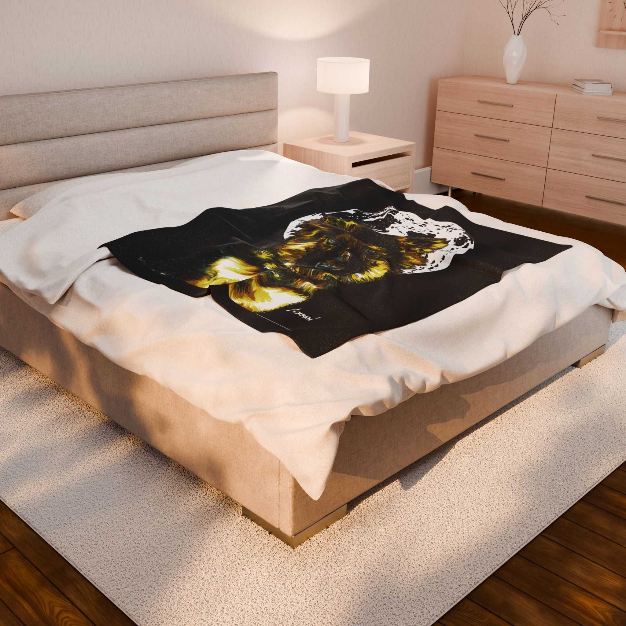 Moonlit German Shepherd Puppy Velveteen Plush Blanket