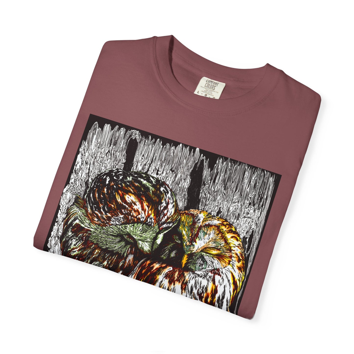 Owls in a Tree Unisex Garment-Dyed T-Shirt