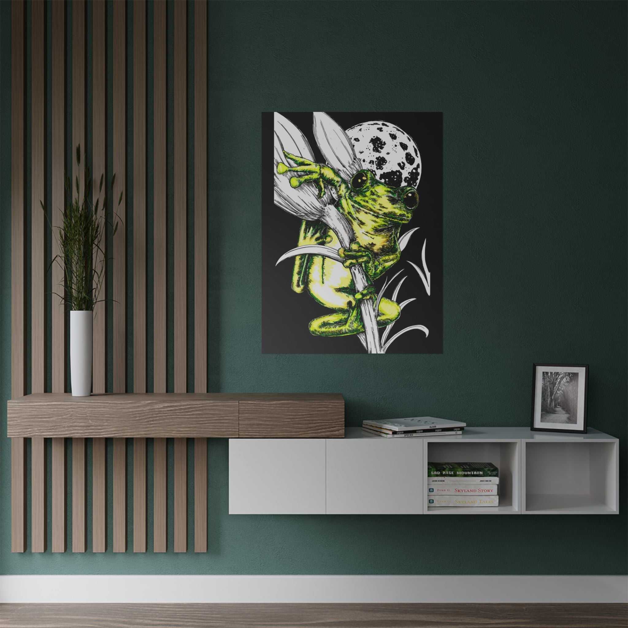 Transform your space with our Whimsical Frog Satin Poster - Vibrant Wall Art for Nature Lovers. Add a pop of color and whimsy to your home today!