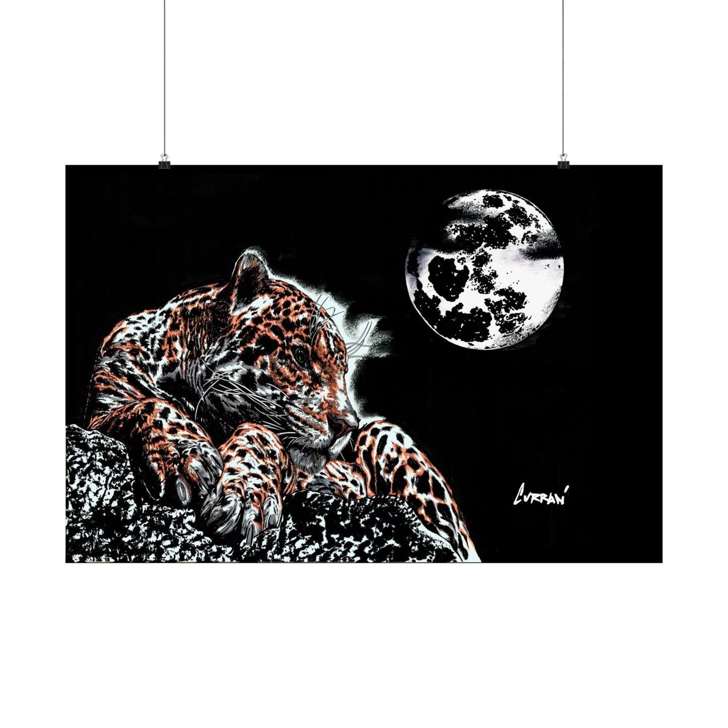 Majestic Leopard Satin Poster (300gsm) - Moonlit Wildlife Art