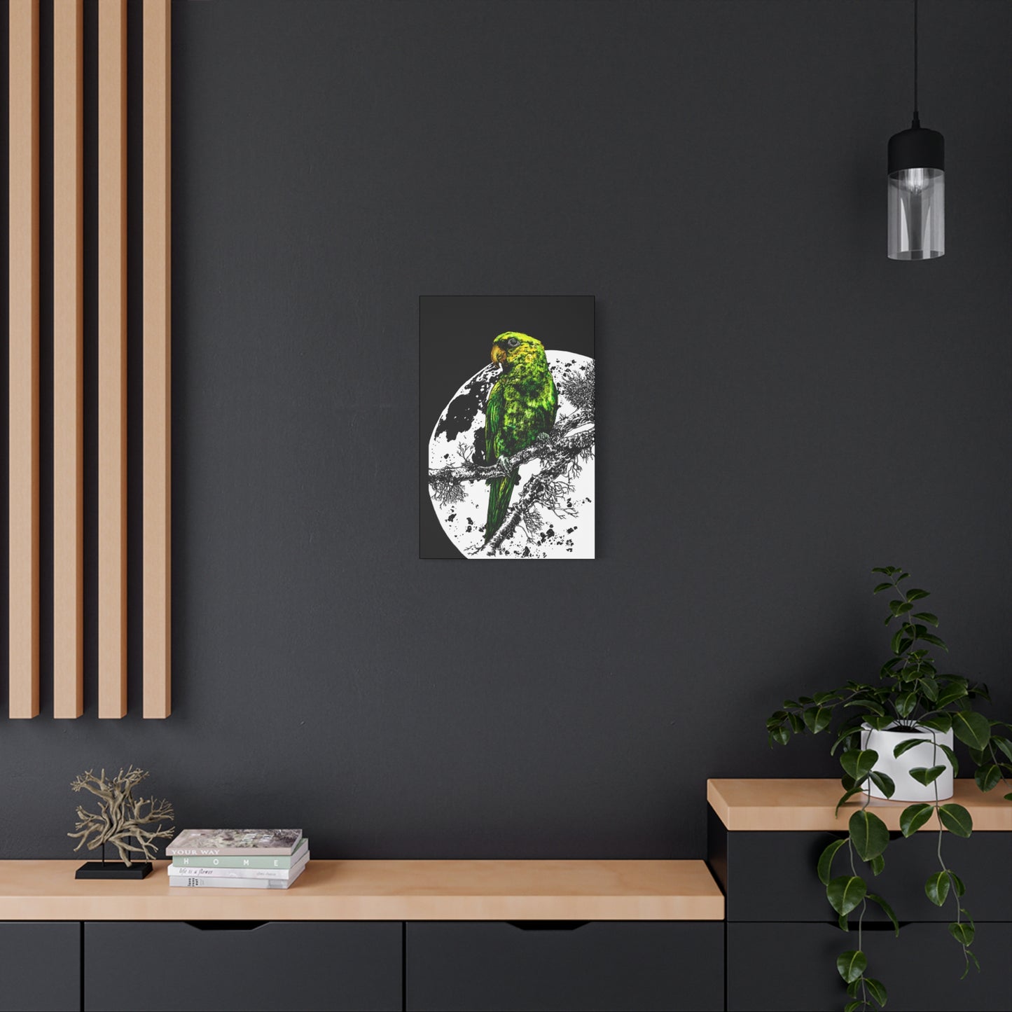 Green Parrot Wall Art Print - Matte Canvas, Stretched,