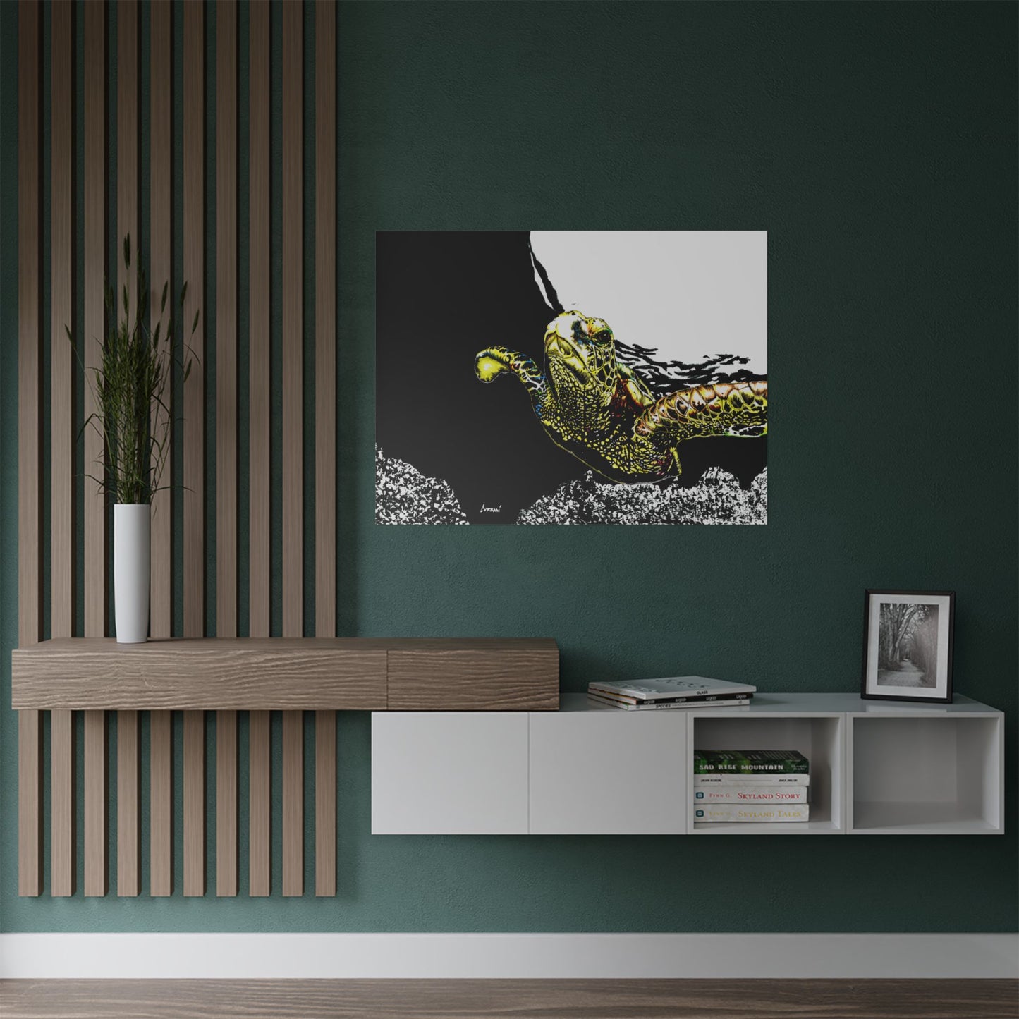 Underwater Turtle Satin Poster - Vibrant Ocean Decor for Marine Life Enthusiasts