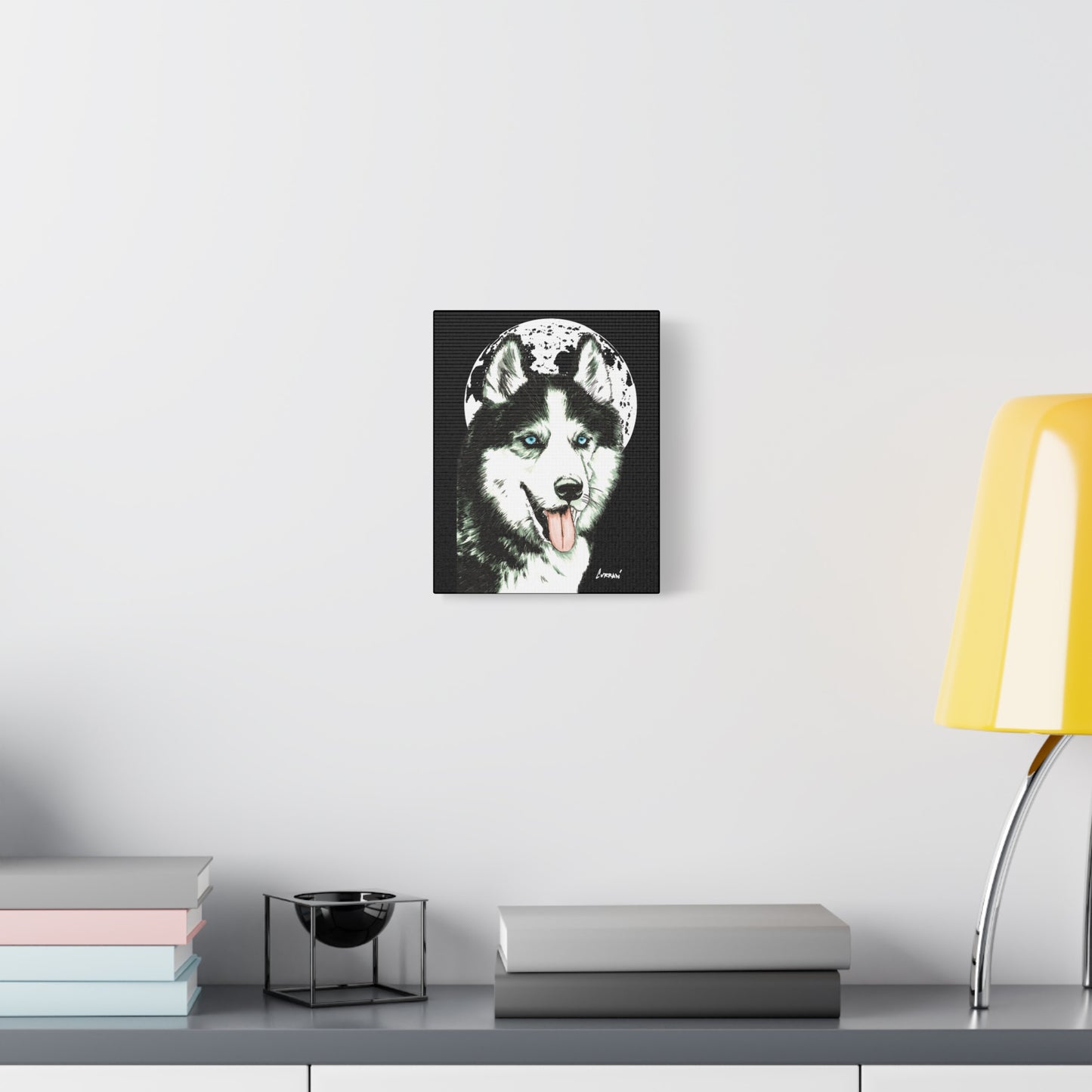 Siberian Husky Canvas Wall Art - Moonlit Dog Decor