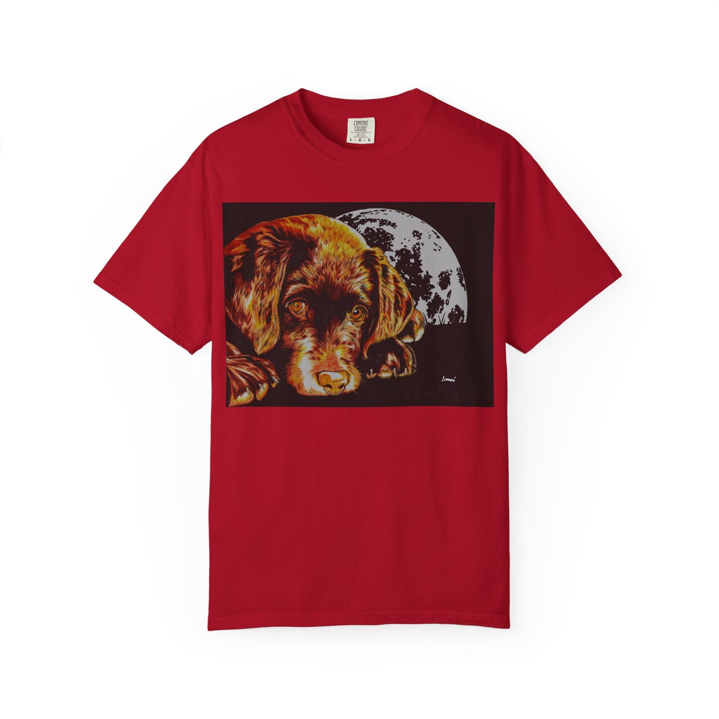 Moonlit Chocolate Lab Puppy Unisex Garment-Dyed T-Shirt