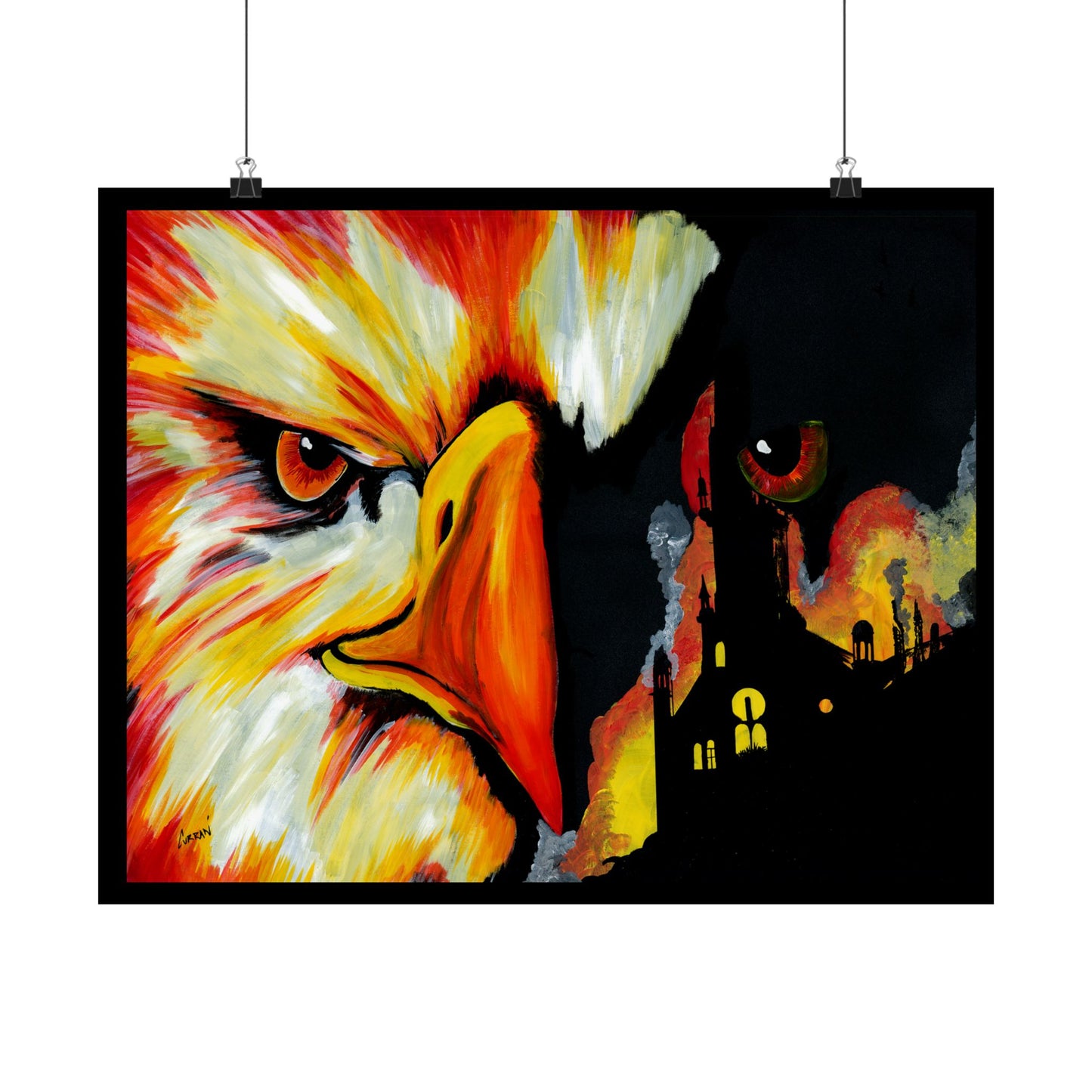 Phoenix Vibrant Satin Poster - Fierce Eagle Artwork
