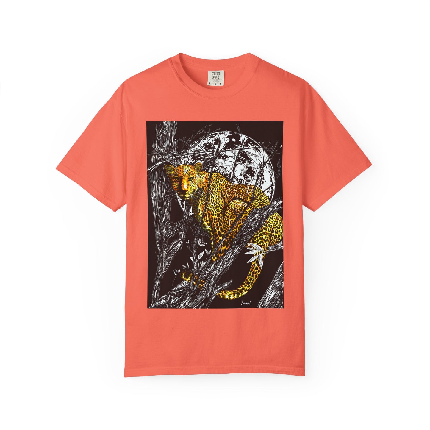 Moonlit Leopard Unisex Garment-Dyed T-Shirt - Wild Animal Art Tee