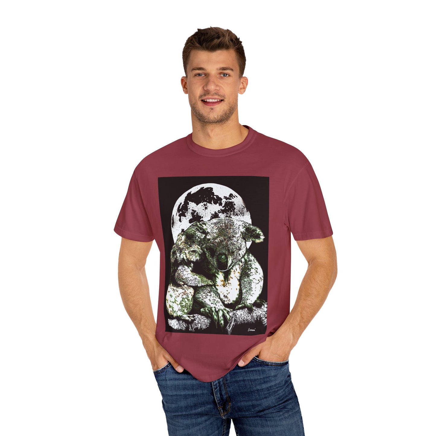 Moonlit Koala T-Shirt for Nature Lovers - Unisex Garment-Dyed Eco-Friendly Tee