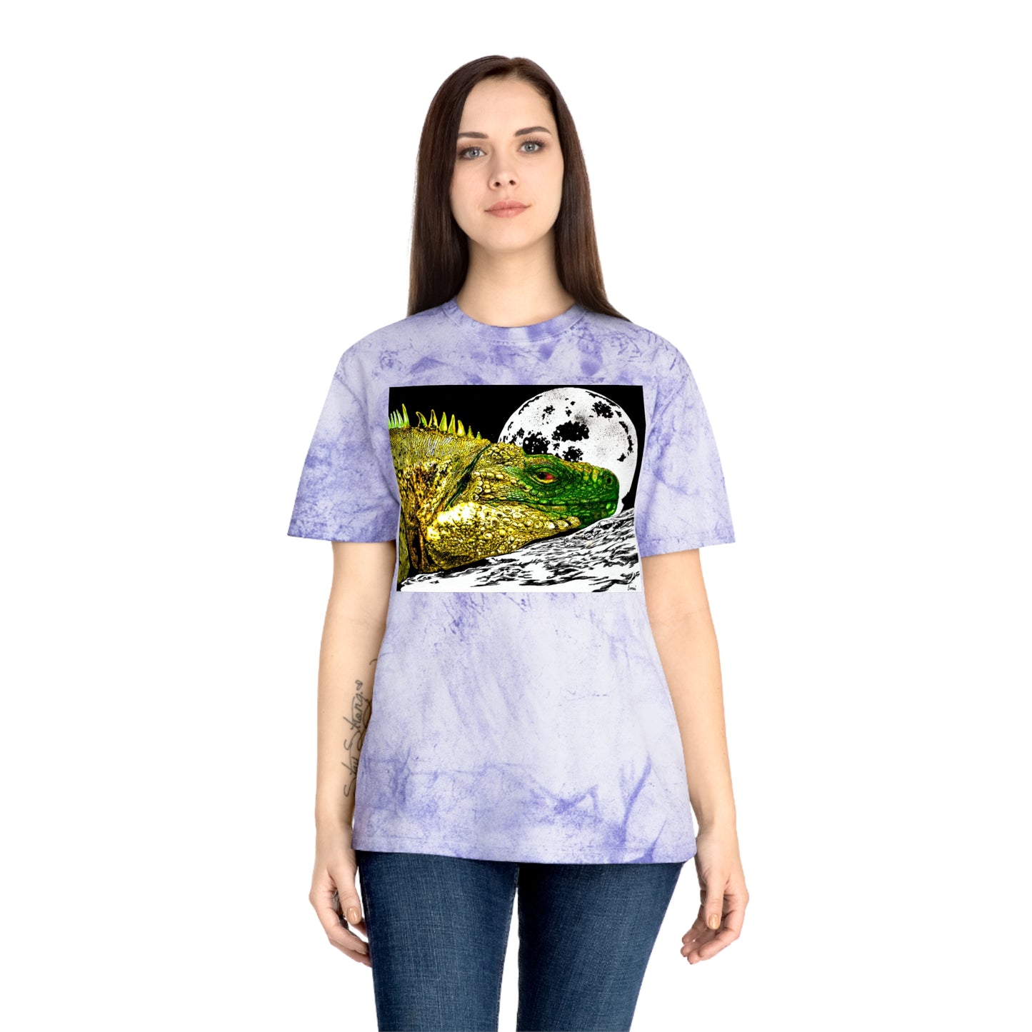 Reptile Moonlight T Shirt Hand Drawn Color Blast Design