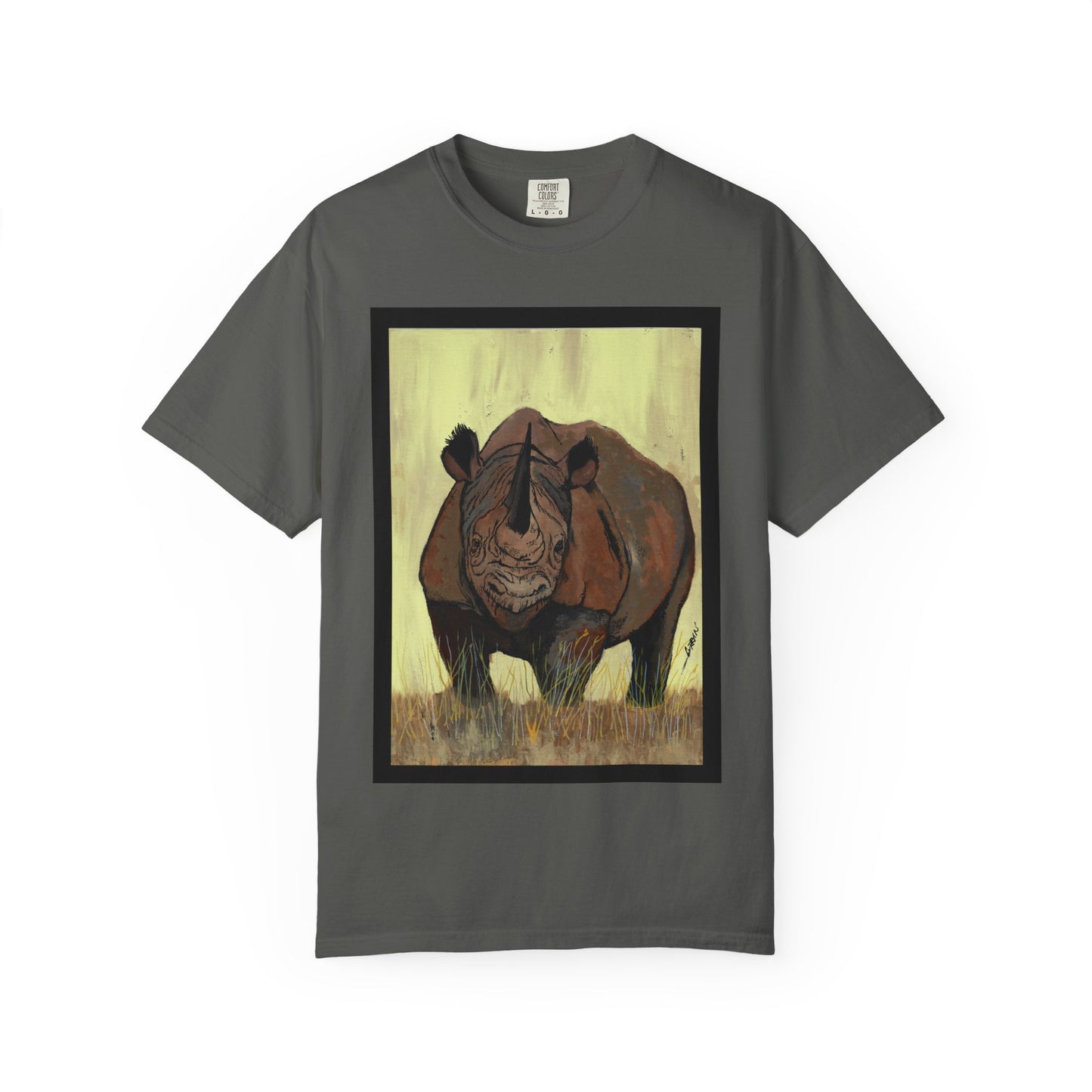 Wildlife Rhinos Unisex Garment-Dyed T-Shirt - Eco-Friendly Nature Art