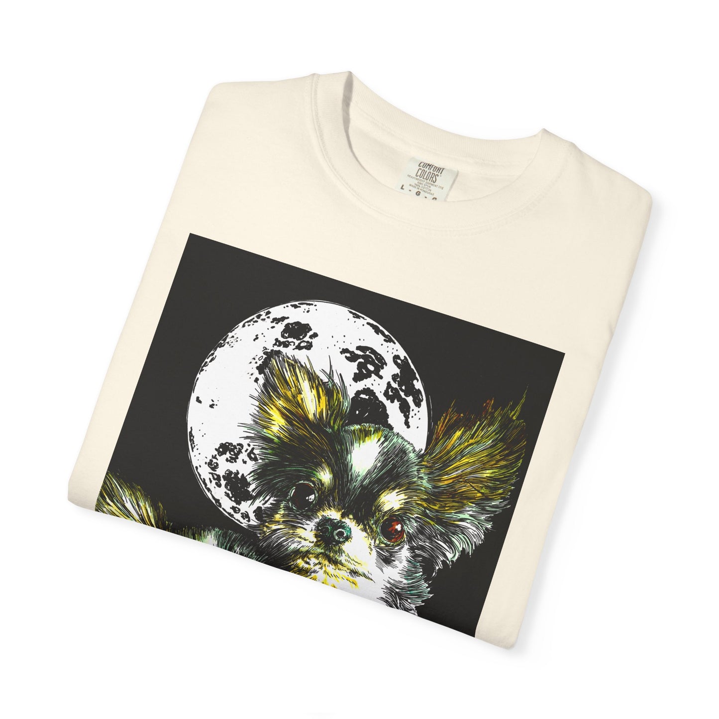 Cute Chihuahua Moon Night Unisex Garment-Dyed T-Shirt
