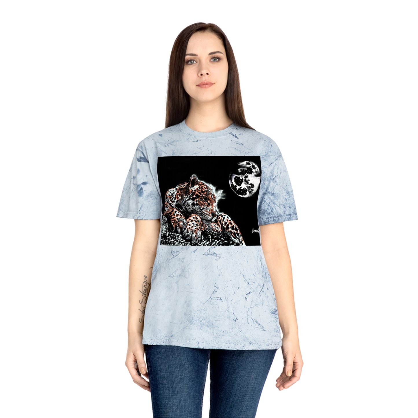 Leopard in the Moonlight T Shirt Original Hand Drawn Art