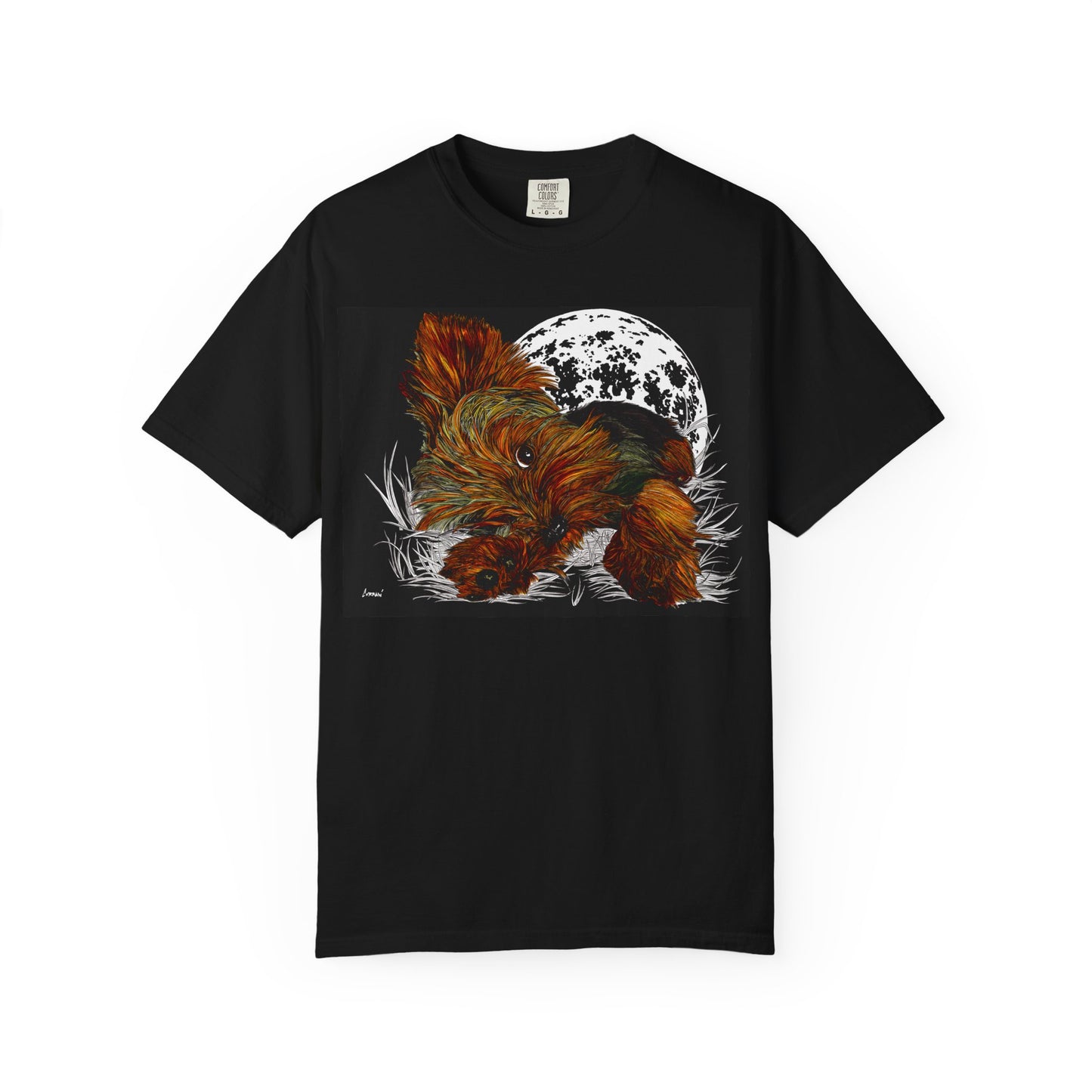 Yorkie Terrier Unisex Garment-Dyed T-Shirt – Original Hand-Drawn Art