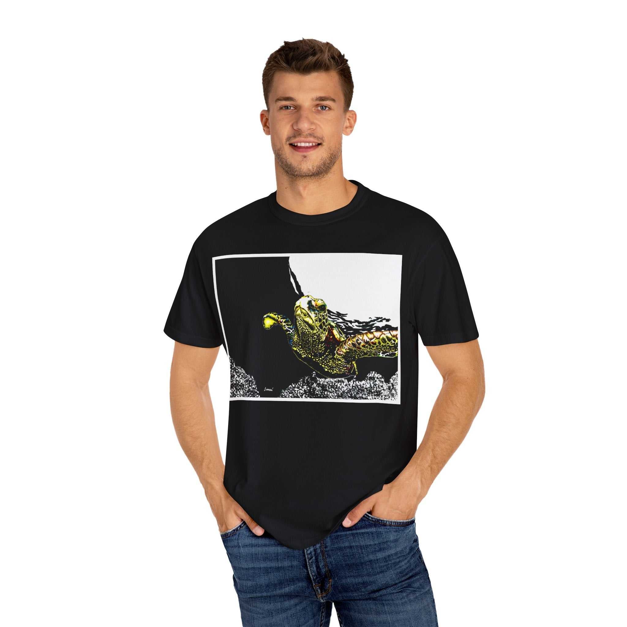 Discover the perfect blend of style and comfort with our Sea Turtle Garment-Dyed Graphic Tee - Unisex Ocean. Embrace the ocean and elevate your wardrobe today!
