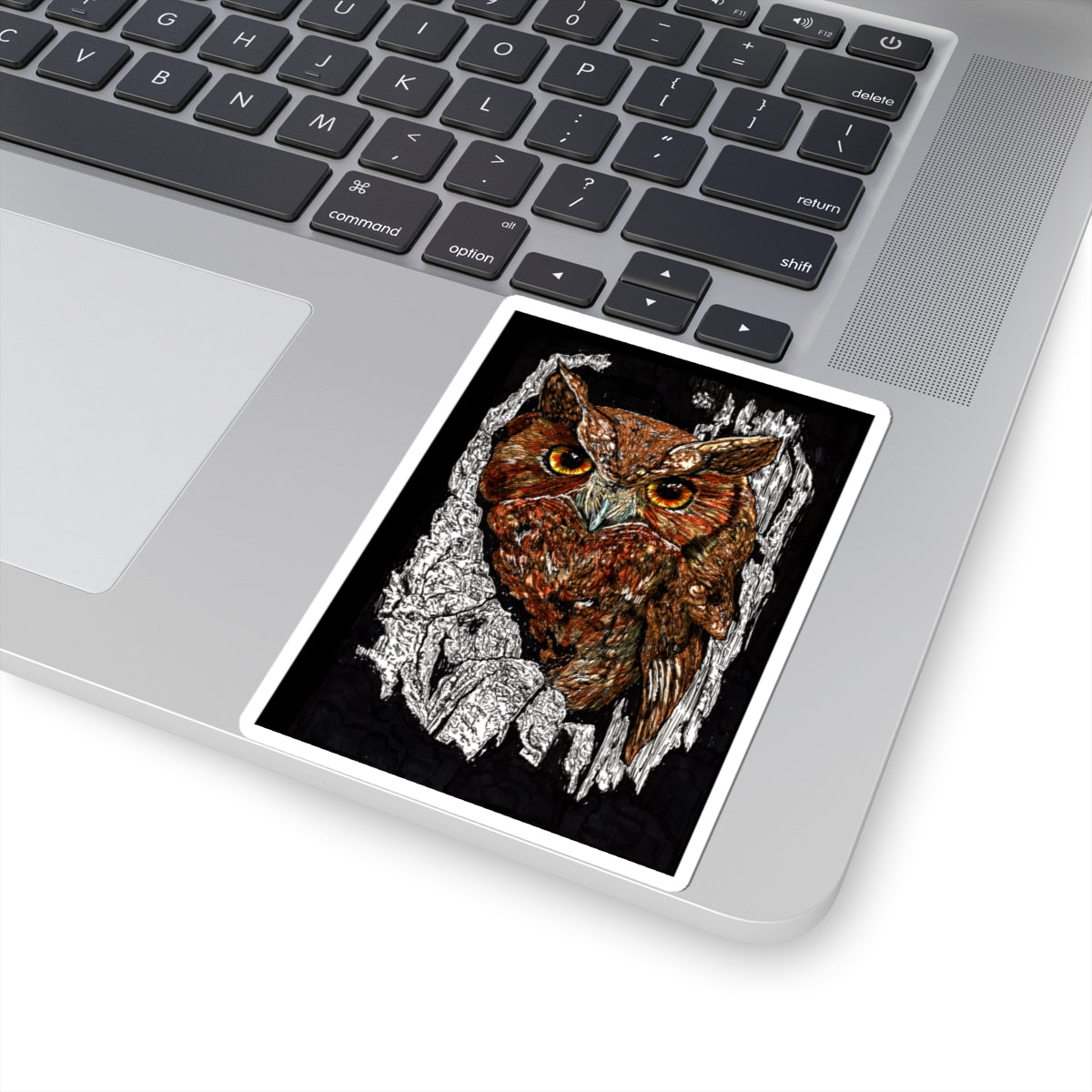 Realistic Owl Kiss-Cut Sticker - Nature-Inspired Art for Laptops & Decor