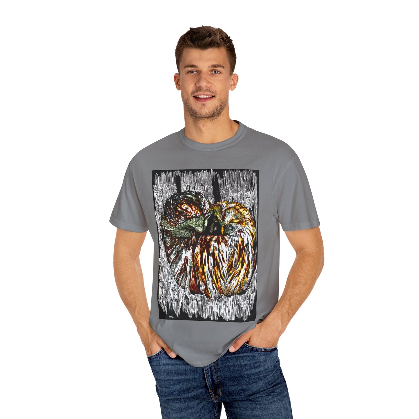 Owls in a Tree Unisex Garment-Dyed T-Shirt