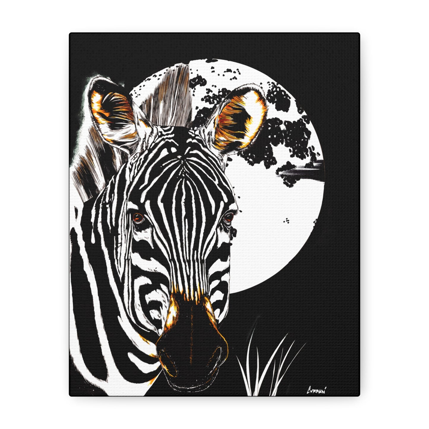 Zebra Wall Art, Zebra Print, Hand-Drawn Zebra, Wildlife Art, Safari Animal Decor, Nature Wall Art, Black and White Art, Animal Lover Gift Printed on Matte Canvas, Stretched, 1.25"
