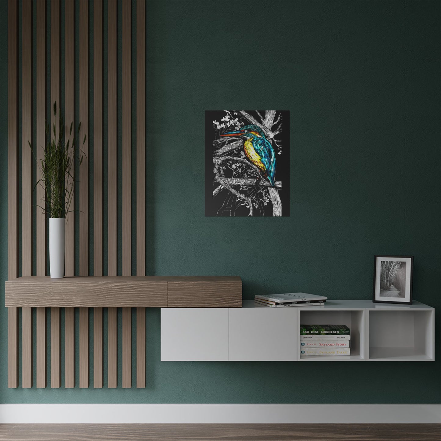 Vibrant Kingfisher Satin Poster - 300gsm Art Print for Nature Lovers