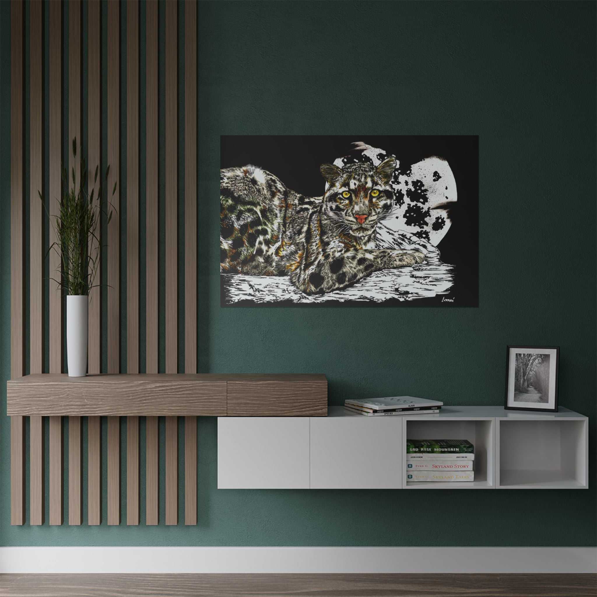 Majestic Snow Leopard Satin Poster, Art Print