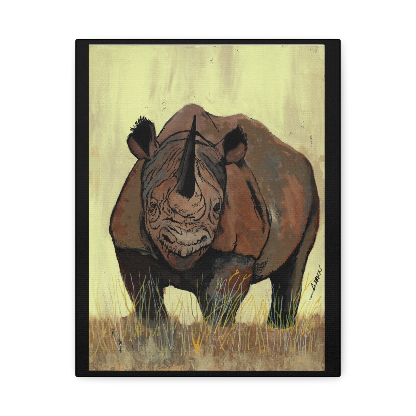 Rhino Wall Art Print of the Original, hand drawn wall art of a Rhino
