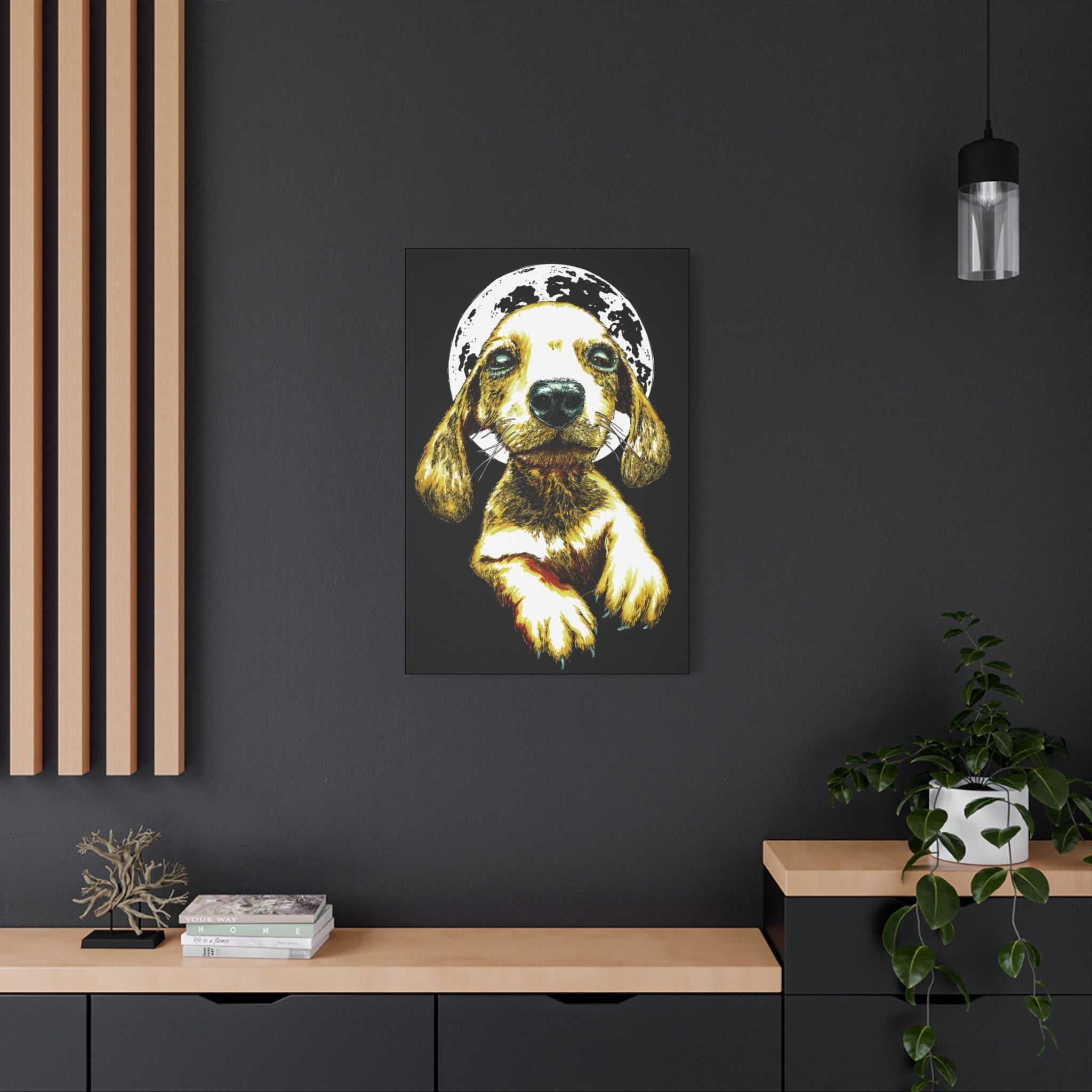 Add a touch of whimsy to your walls with our Whimsical Dog Canvas Wall Art - 1.25" Stretched Matte Print. Perfect for dog lovers!