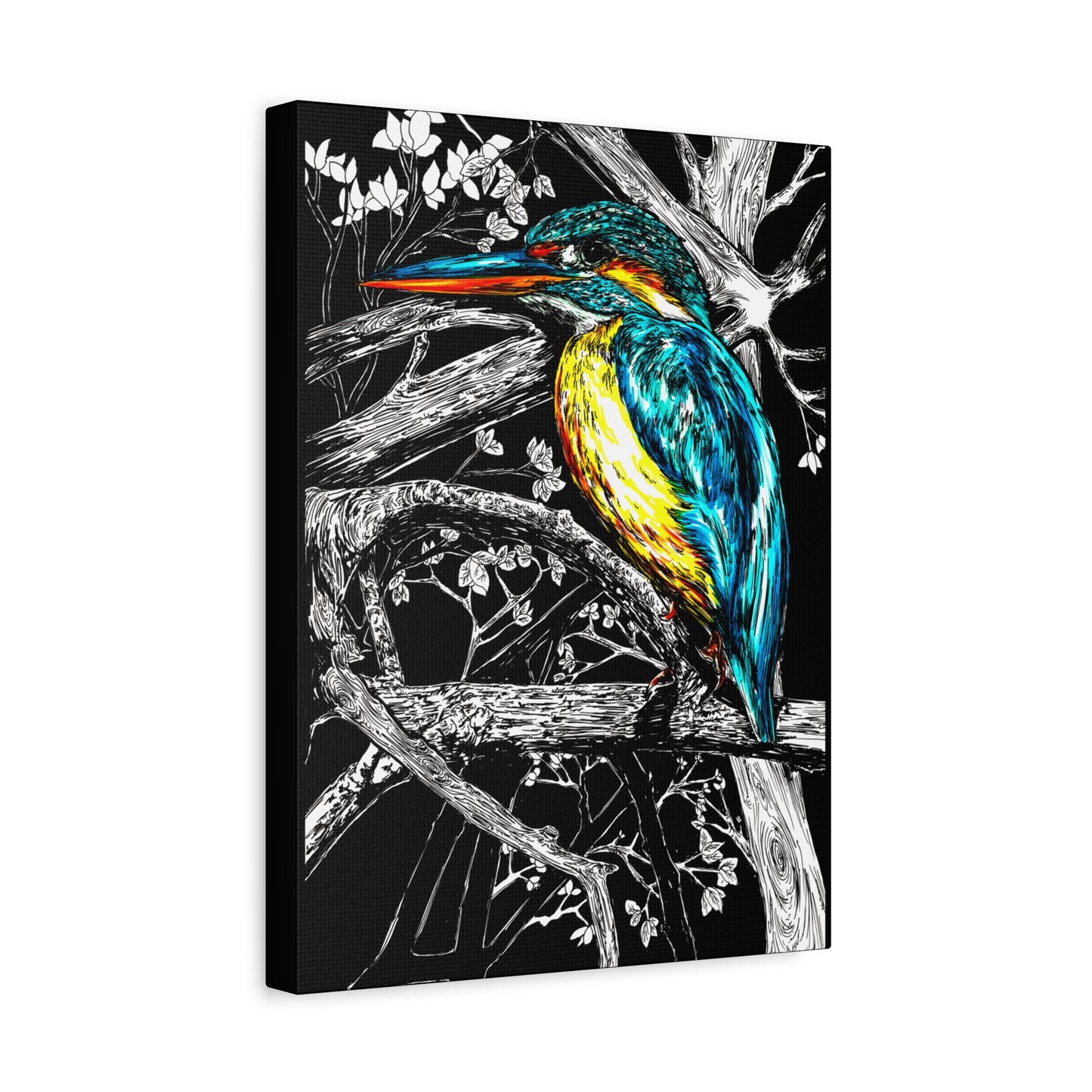 Kingfisher Bird Wall Art Print of the Original, hand drawn