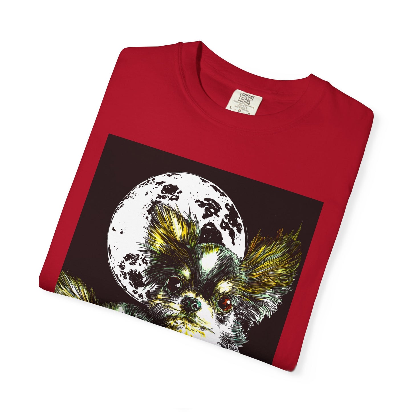 Cute Chihuahua Moon Night Unisex Garment-Dyed T-Shirt