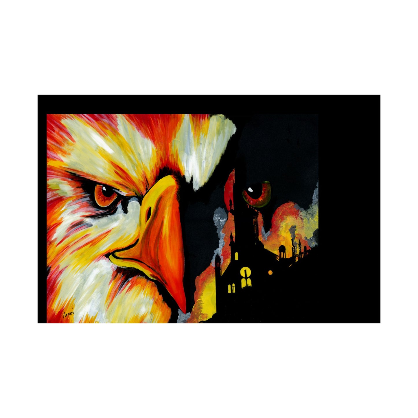 Phoenix Vibrant Satin Poster - Fierce Eagle Artwork