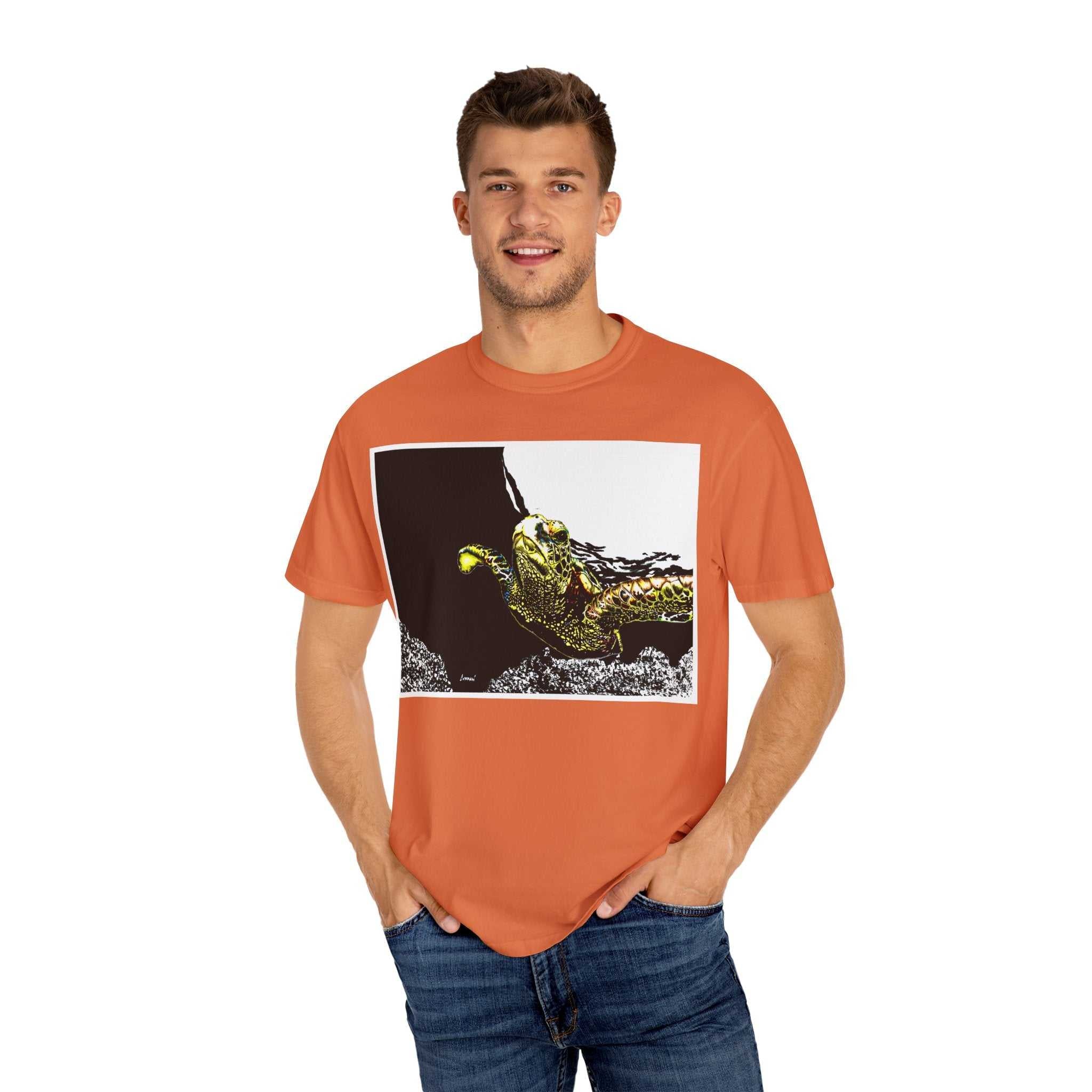 Discover the perfect blend of style and comfort with our Sea Turtle Garment-Dyed Graphic Tee - Unisex Ocean. Embrace the ocean and elevate your wardrobe today!