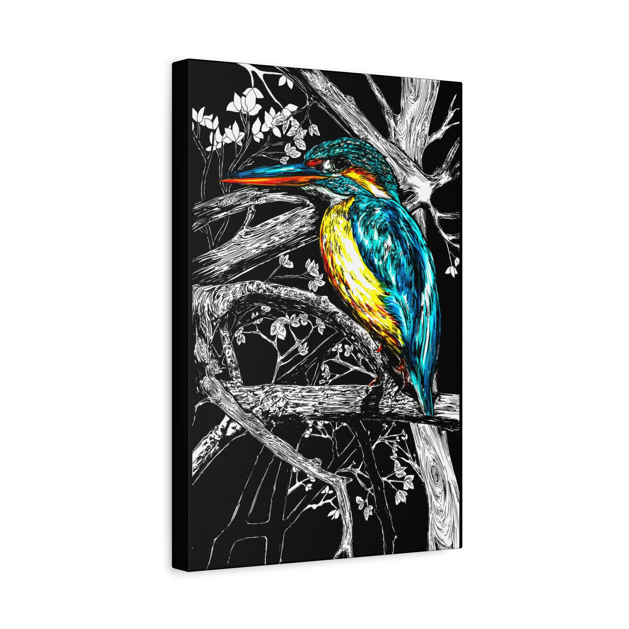 Kingfisher Bird Wall Art Print of the Original, hand drawn