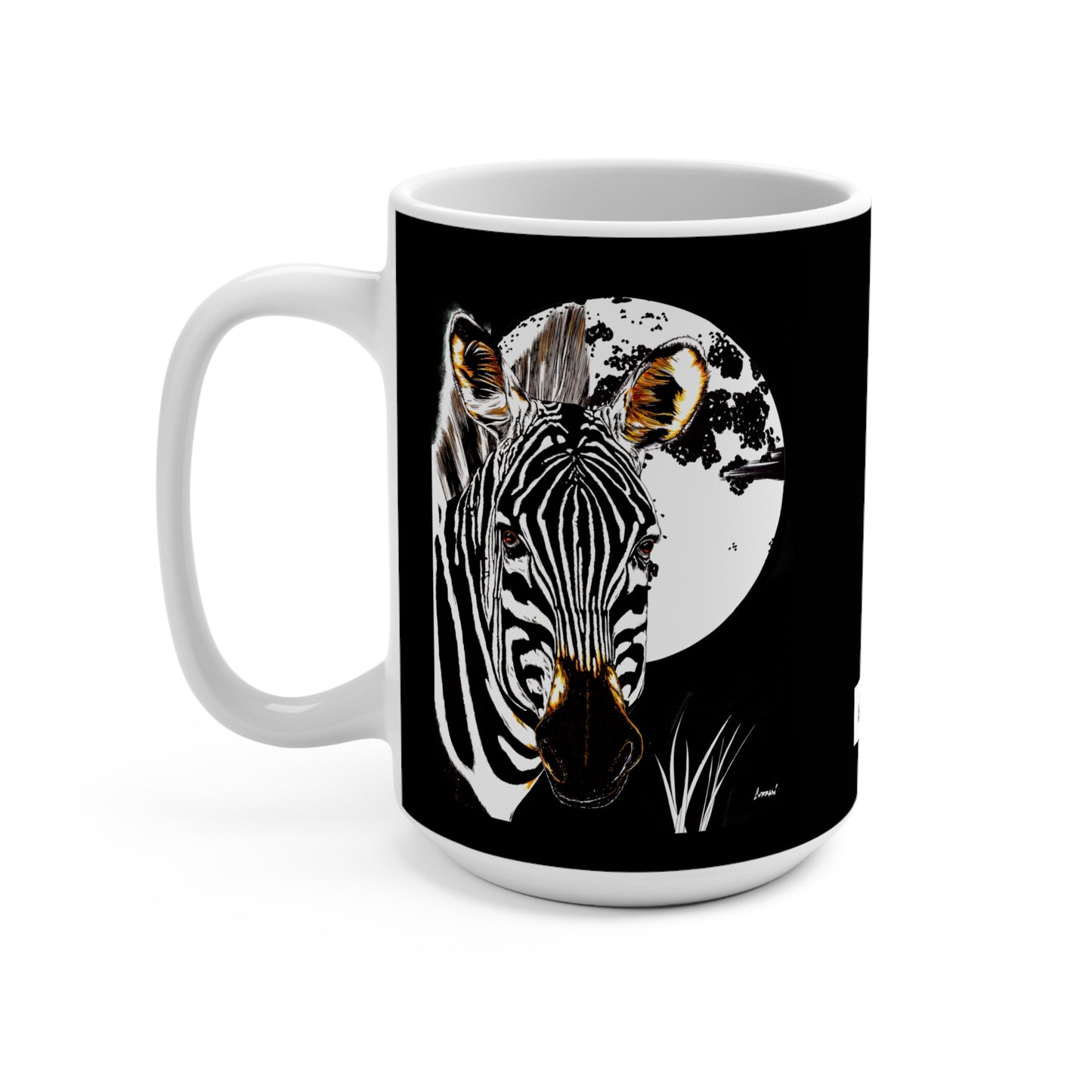 Zebra Design 15oz Mug - Stylish Black and White Coffee Cup for Animal Lovers