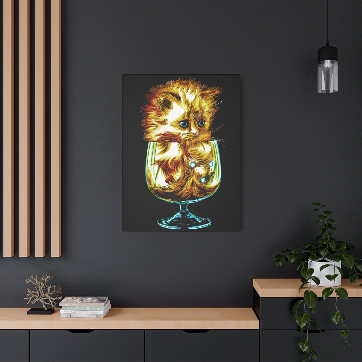 Whimsical Cat Art Canvas Print - 1.25" Stretched Wall Decor