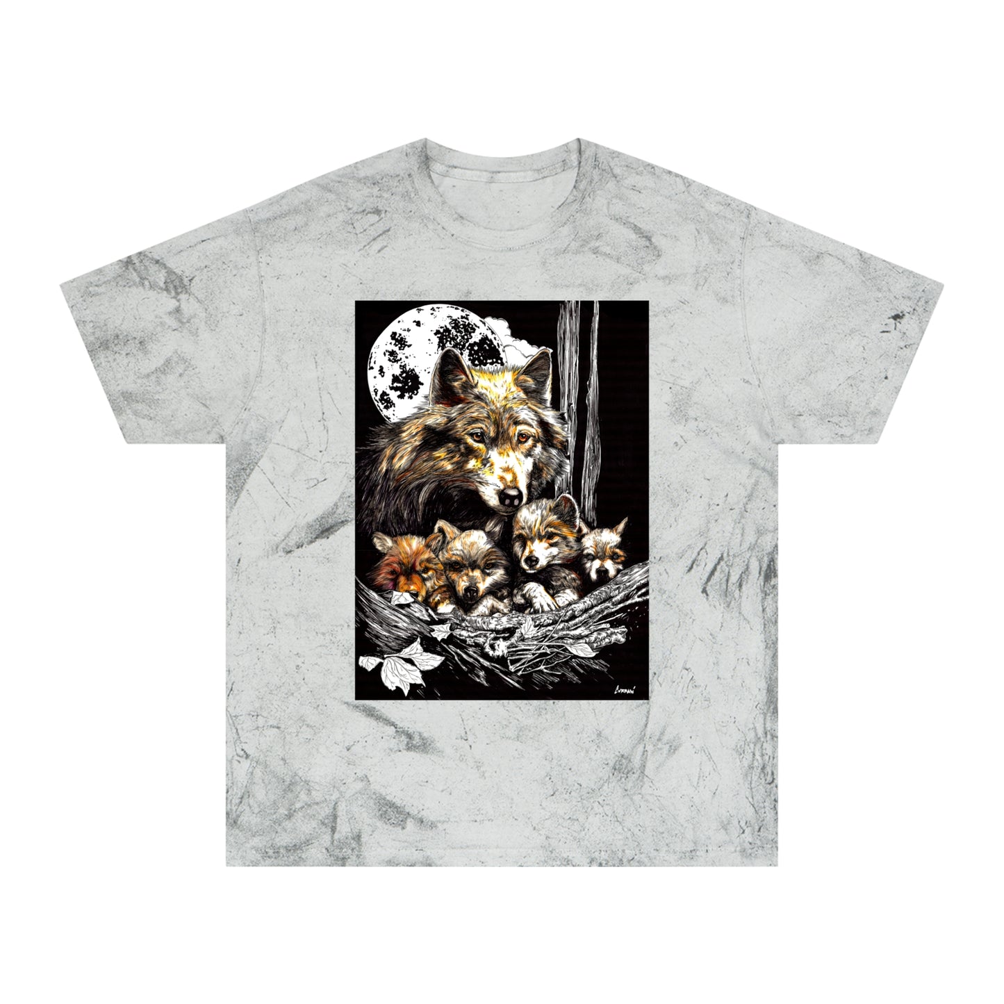 Moonlit Wolf Family Unisex Color Blast Shirt Nature Lover Gift