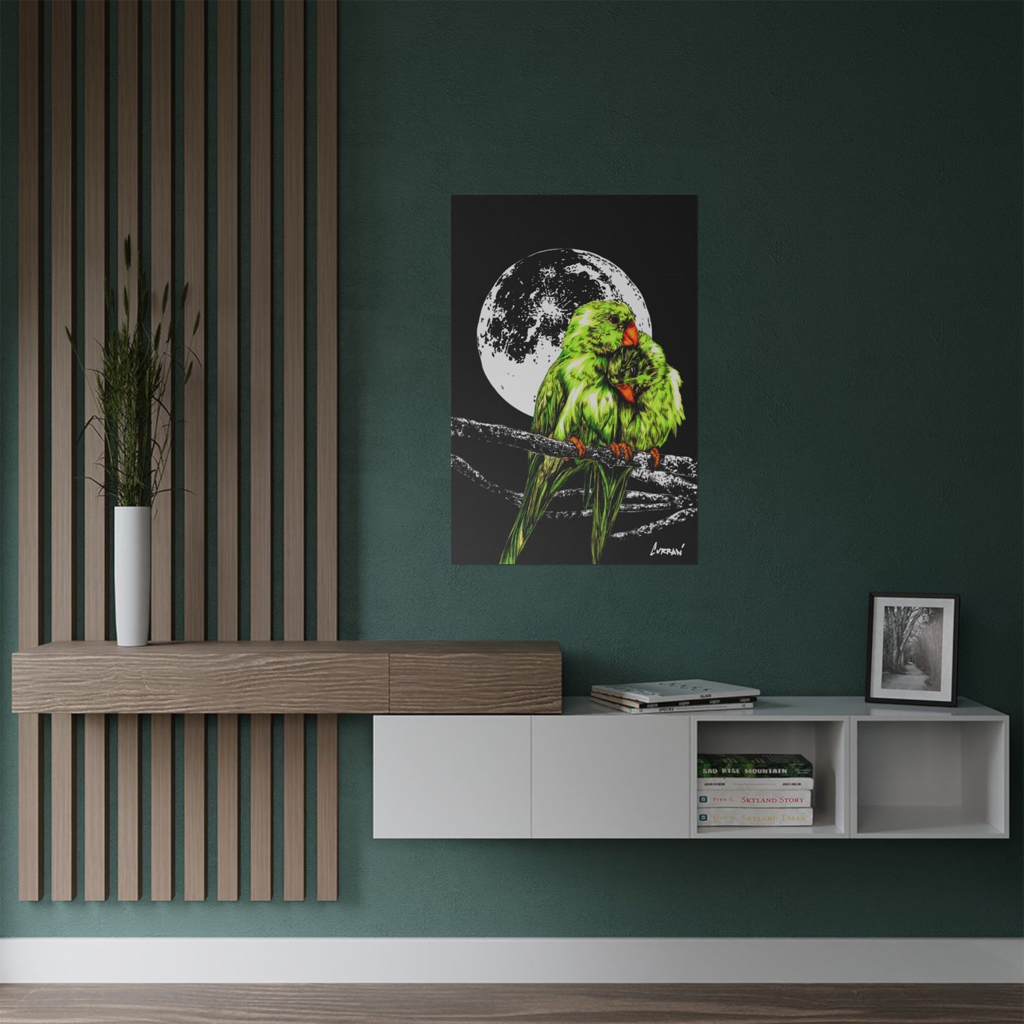 Vibrant Lovebirds Satin Poster - 300gsm Wall Art