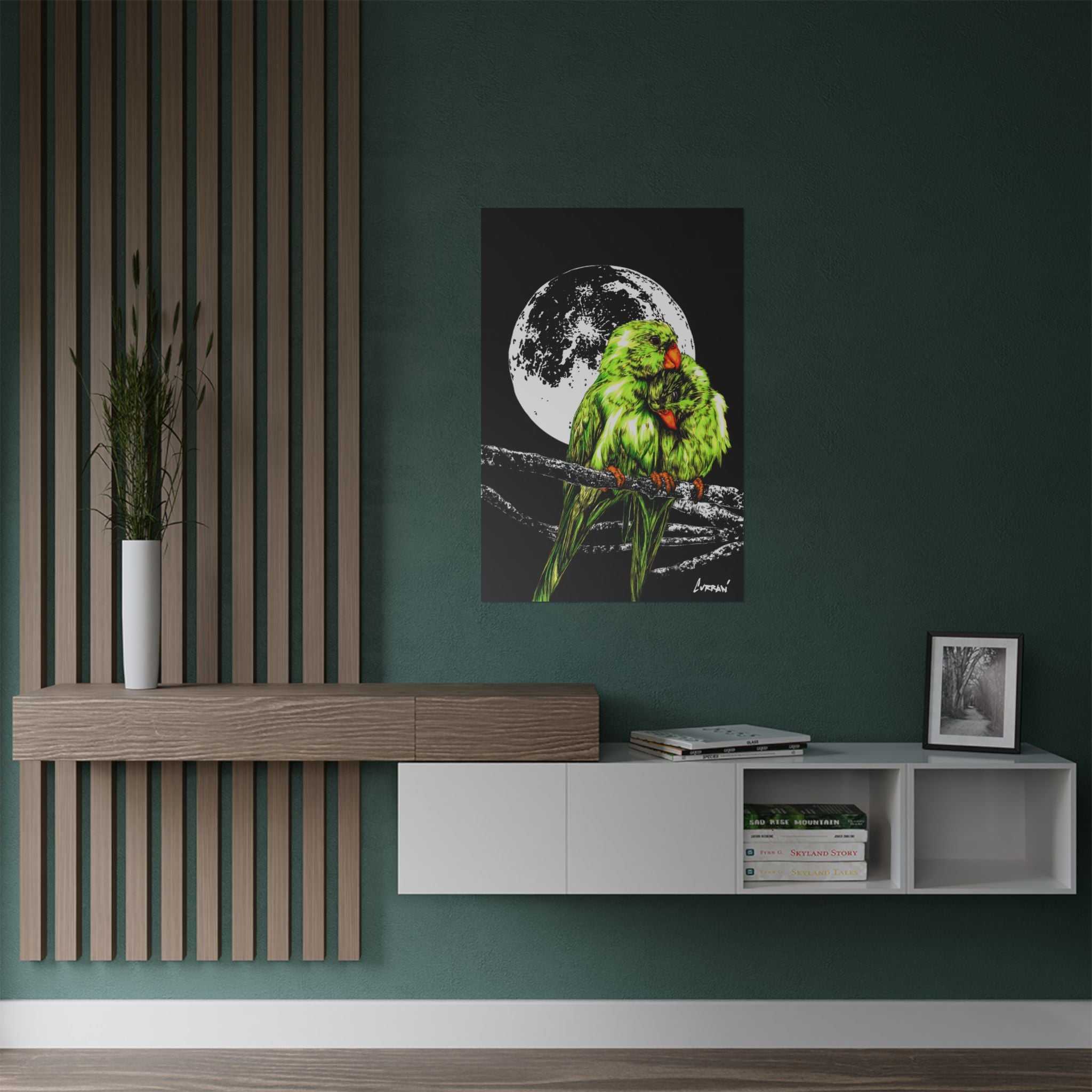Bring your walls to life with the stunning Vibrant Lovebirds Satin Poster - 300gsm Wall Art. Add a pop of color to your space today!