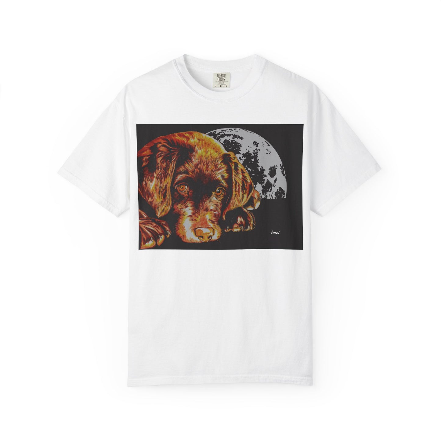 Moonlit Chocolate Lab Puppy Unisex Garment-Dyed T-Shirt