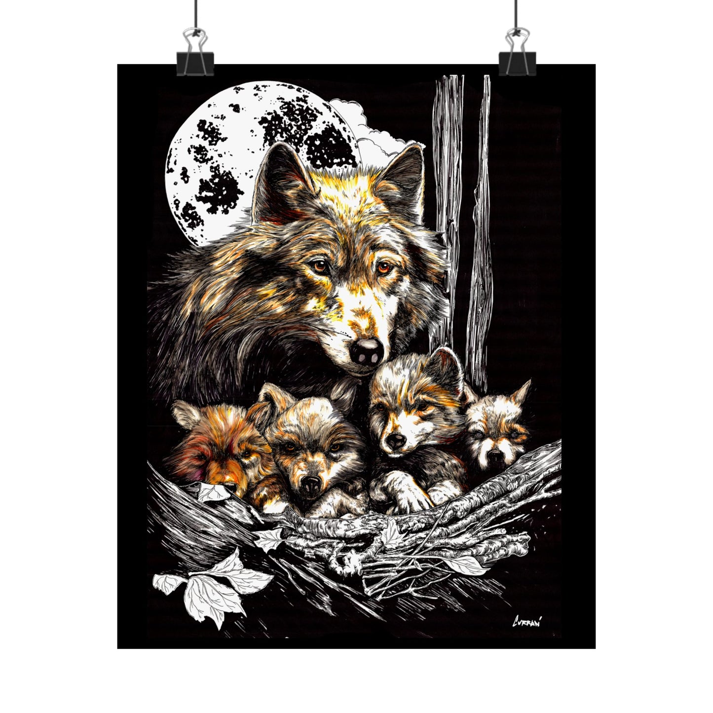 Wolf Family Satin Poster - Stunning Wildlife Artwork for Home Decor