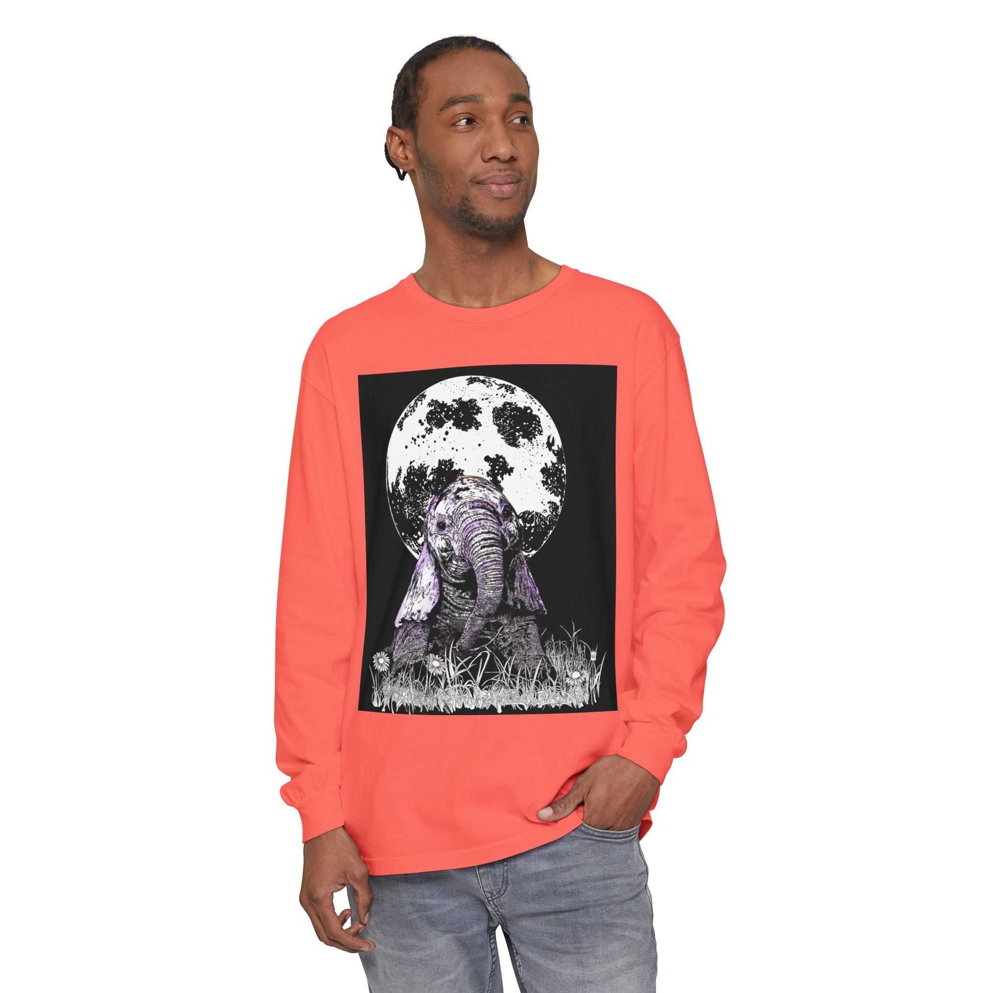 Moonlit Baby Elephant Long Sleeve T-Shirt