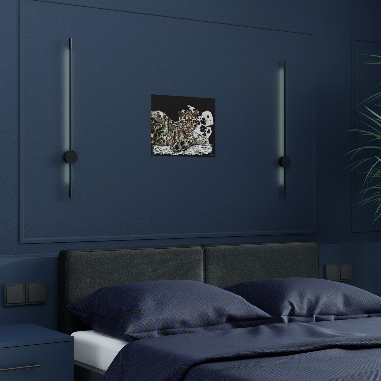 Majestic Snow Leopard Satin Poster – 300gsm Art Print for Wildlife Lovers