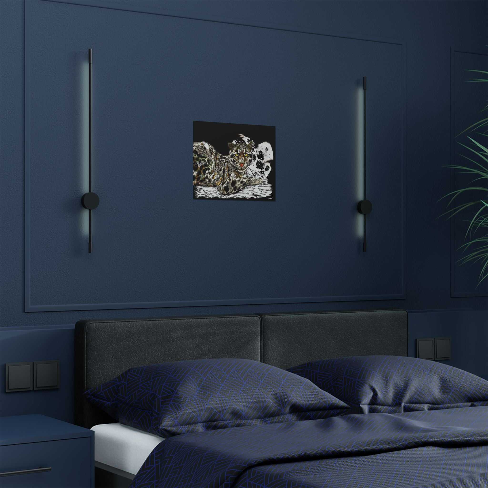 Majestic Snow Leopard Satin Poster, Art Print