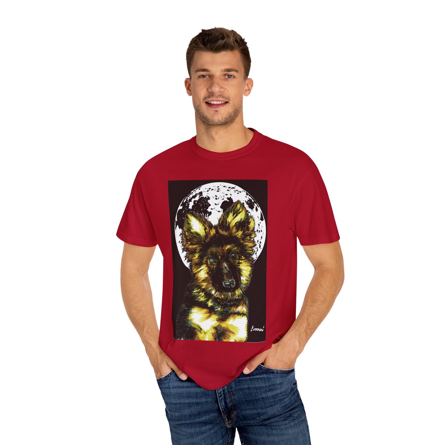 German Sheppard Puppy Unisex T-shirt - Hand Drawn Art