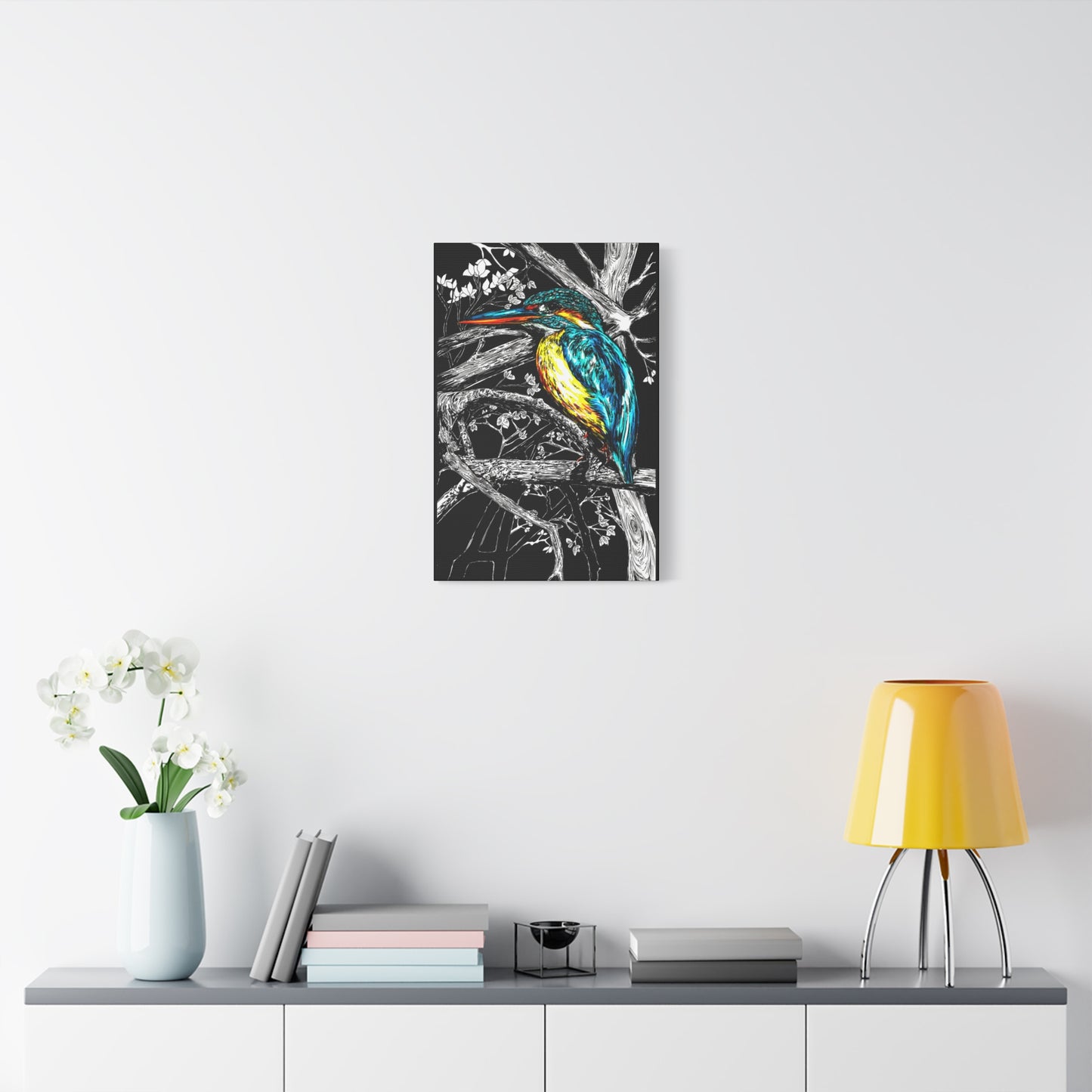 Kingfisher Bird Wall Art Print of the Original, hand drawn