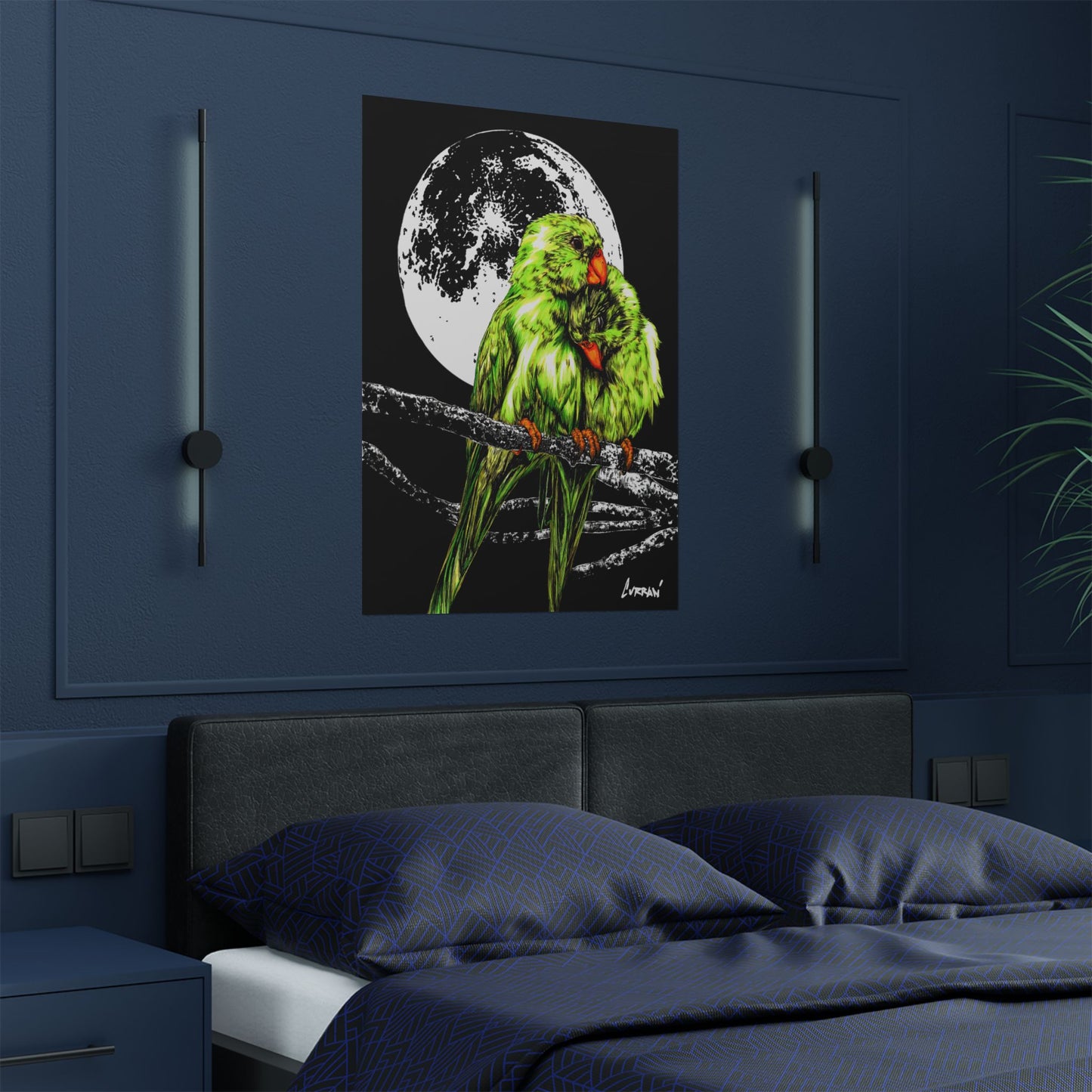 Vibrant Lovebirds Satin Poster - 300gsm Wall Art