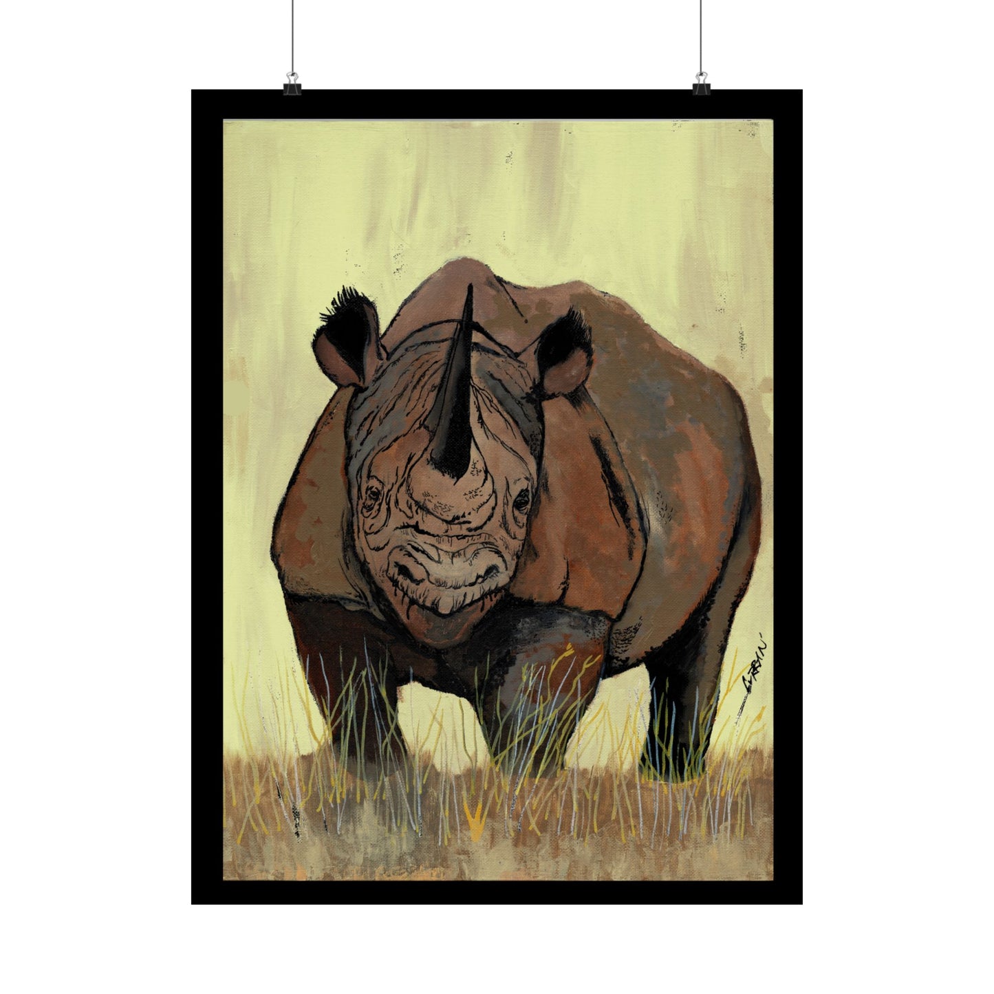 Rhino Wildlife Satin Poster - Majestic Rhino Art - Nature Decor